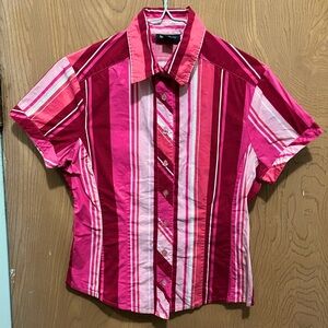 Shades of pink vertical striped button down